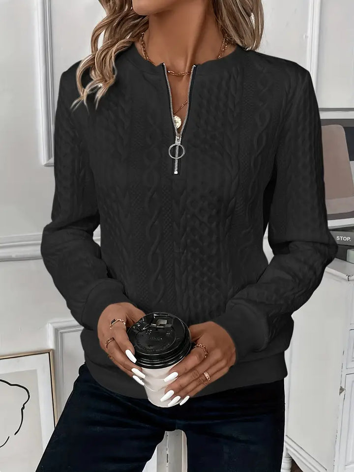 Elegant Sweater with V Zip