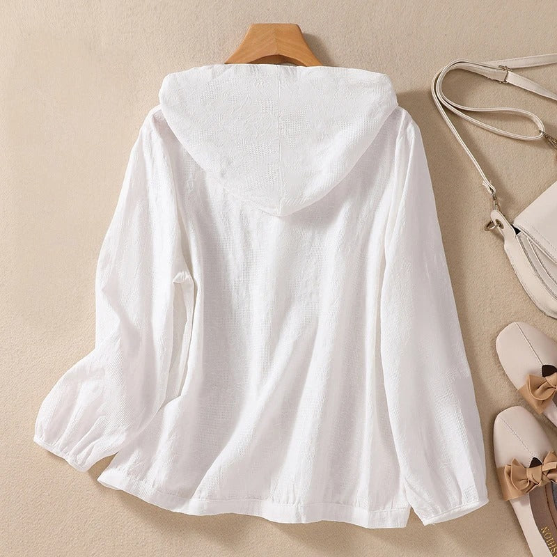 Lightweight Linen Hooded Blouse