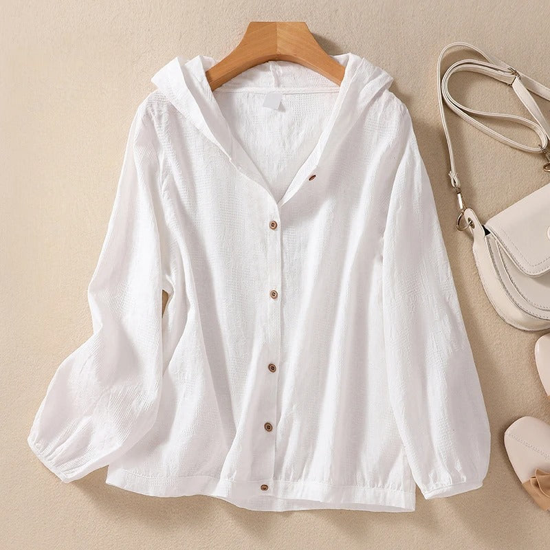 Lightweight Linen Hooded Blouse