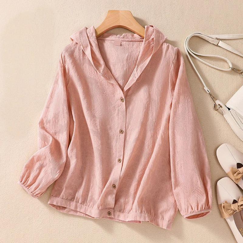 Lightweight Linen Hooded Blouse