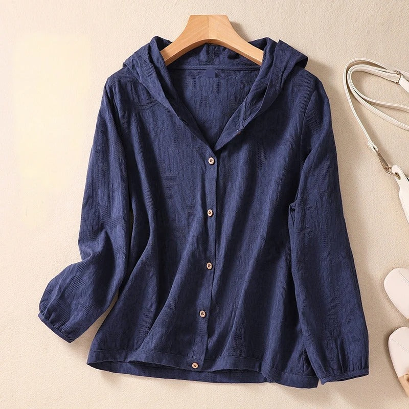 Lightweight Linen Hooded Blouse