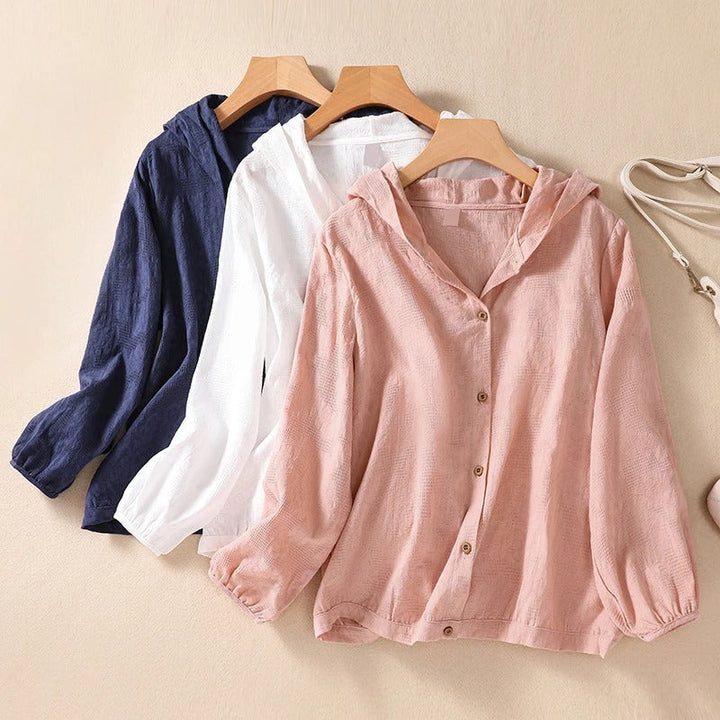 Lightweight Linen Hooded Blouse