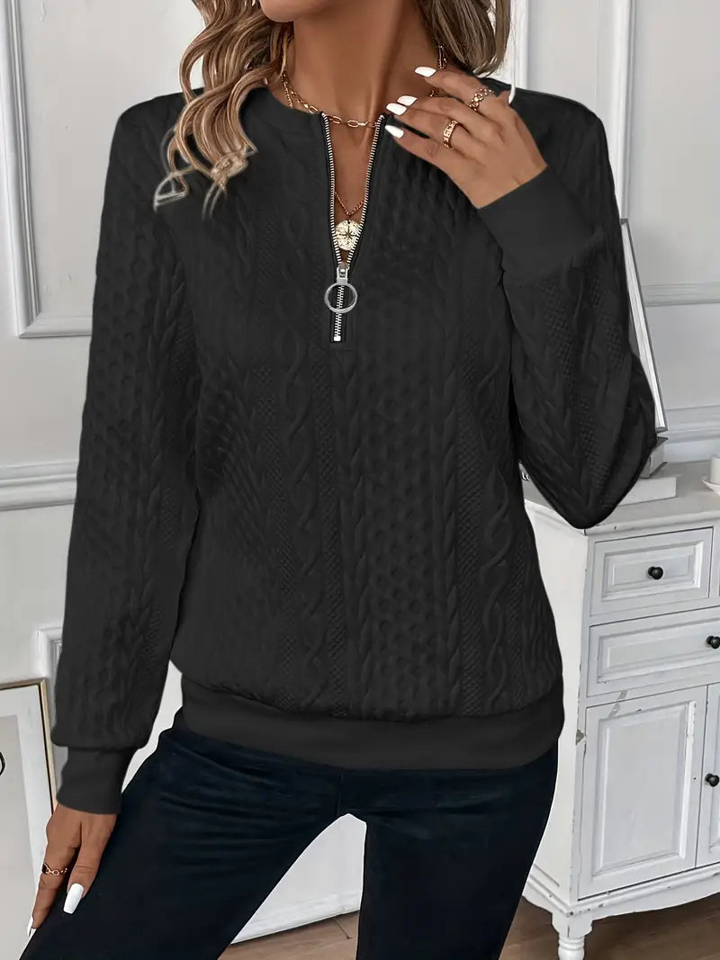 Elegant Sweater with V Zip