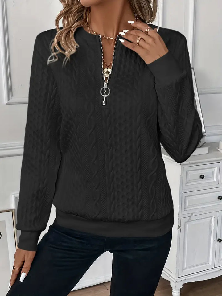 Elegant Sweater with V Zip