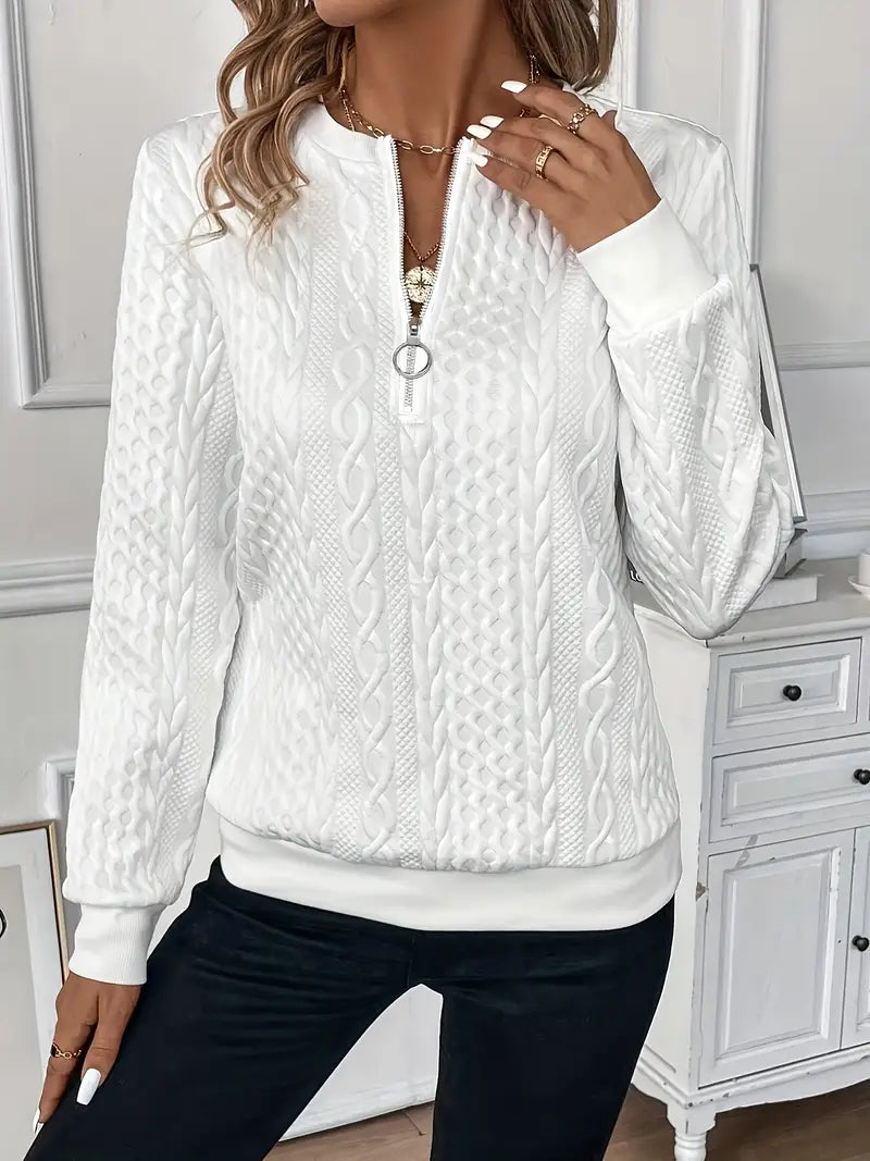 Elegant Sweater with V Zip