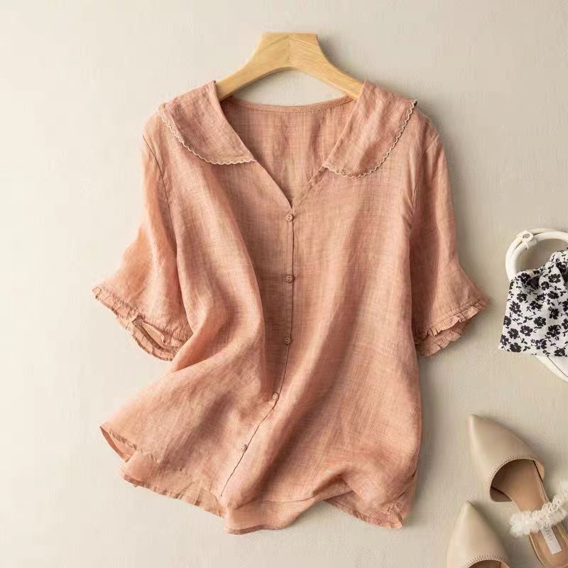 Peter Pan Collar Linen Blouse