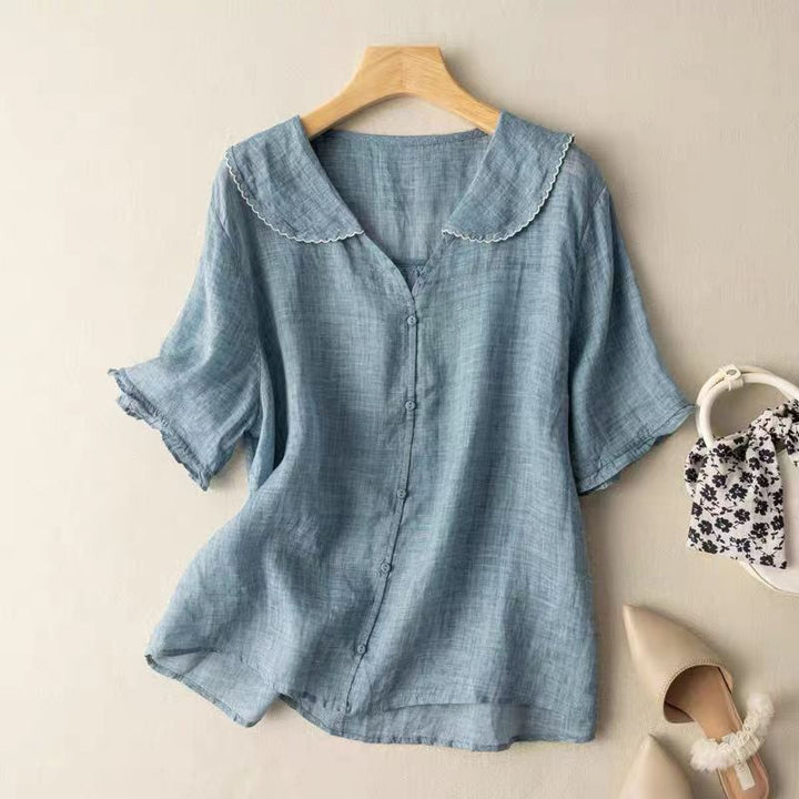 Peter Pan Collar Linen Blouse