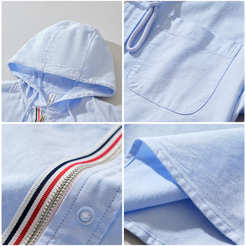 Linen Hoodie Shirt with Tab