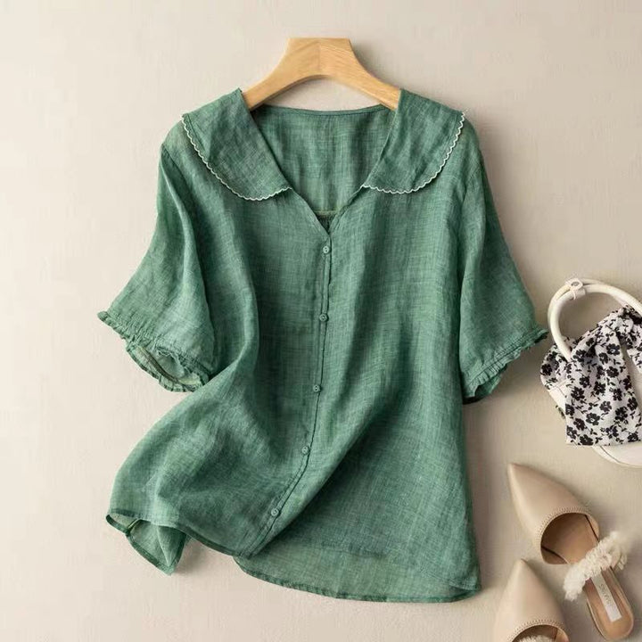 Peter Pan Collar Linen Blouse