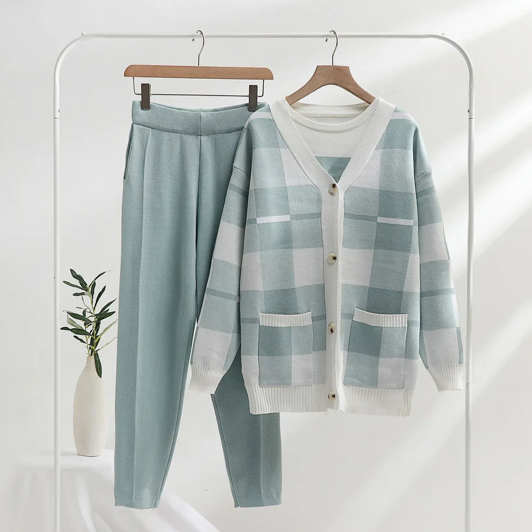 Cozy Checkered Knit Co-ord Set