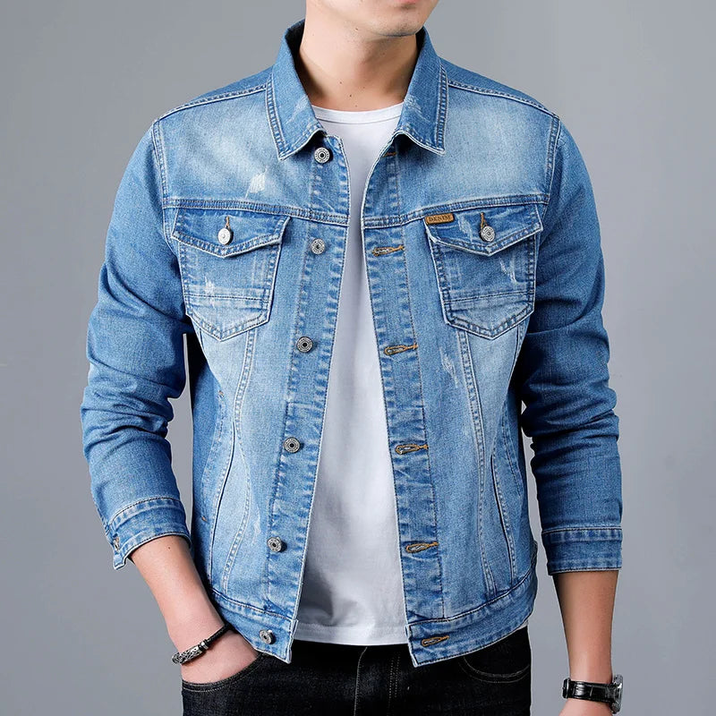 Denim Jacket with Chest Flap Pockets