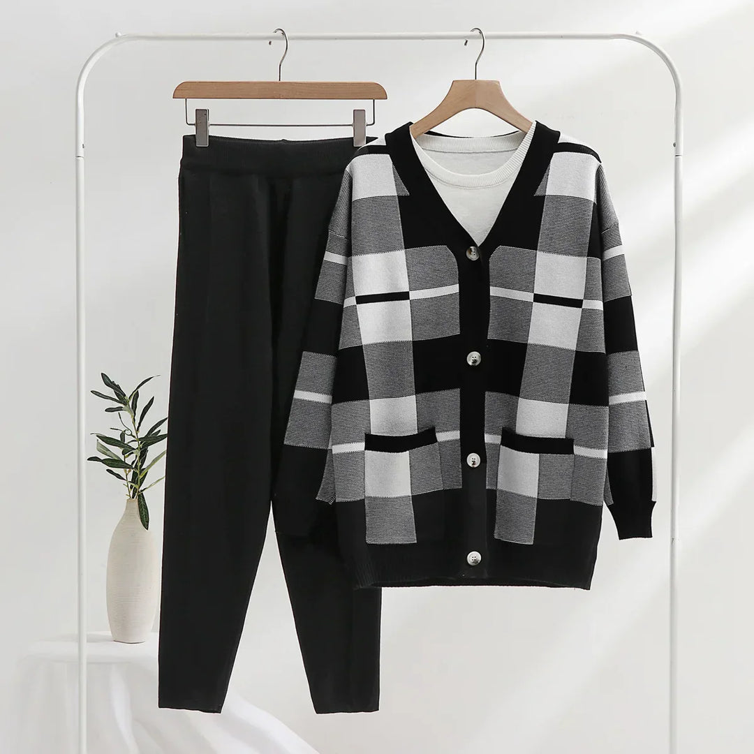 Cozy Checkered Knit Co-ord Set