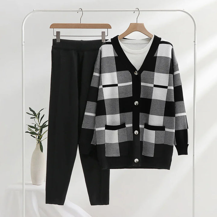 Cozy Checkered Knit Co-ord Set