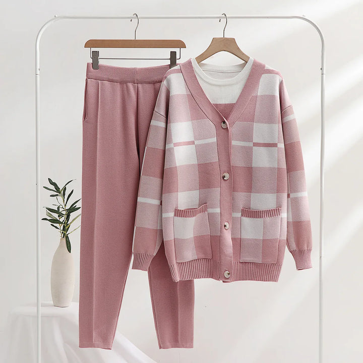 Cozy Checkered Knit Co-ord Set