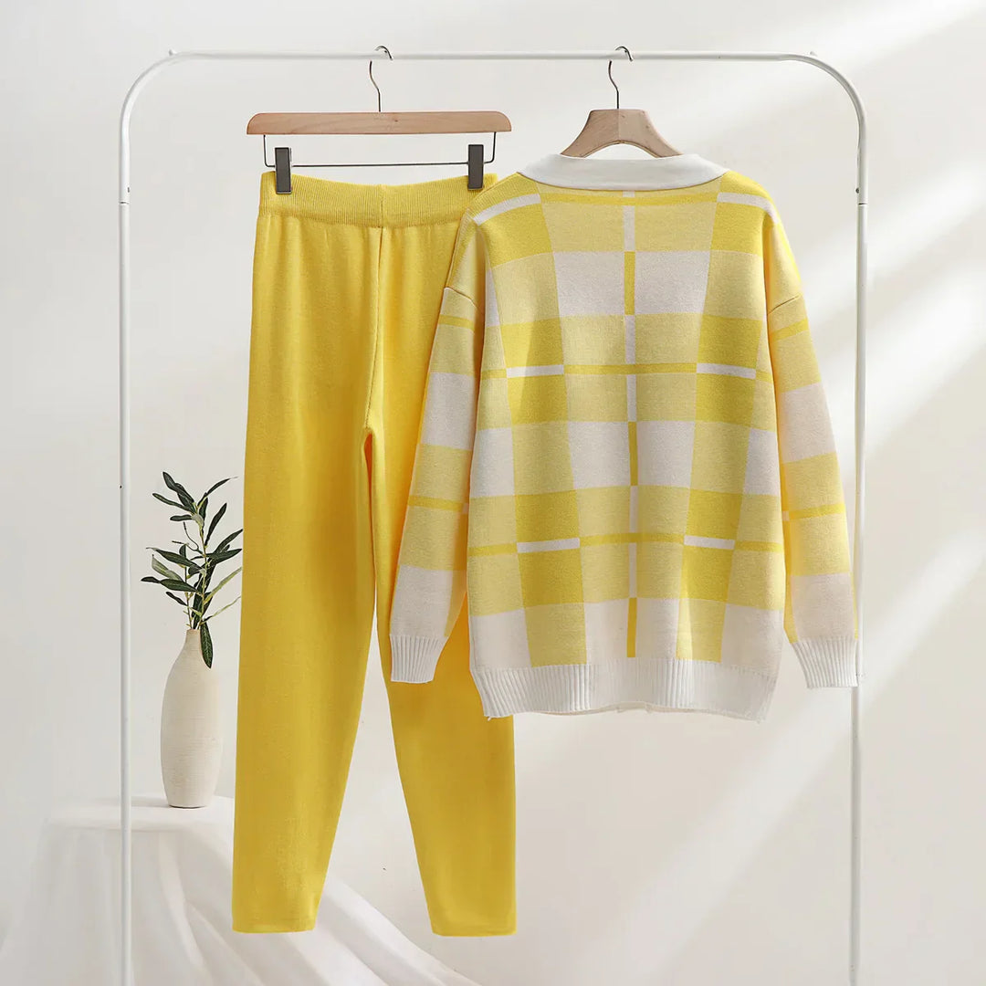 Cozy Checkered Knit Co-ord Set