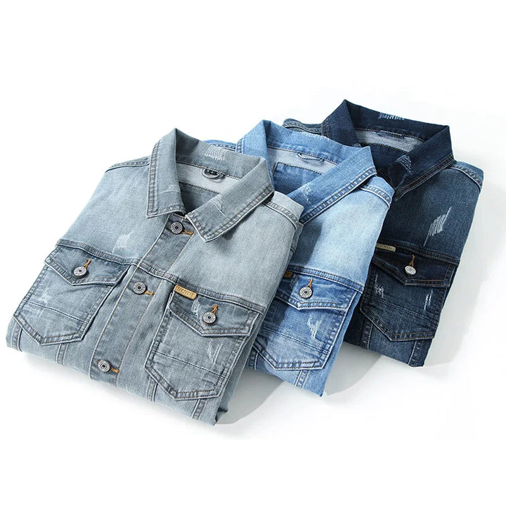 Denim Jacket with Chest Flap Pockets