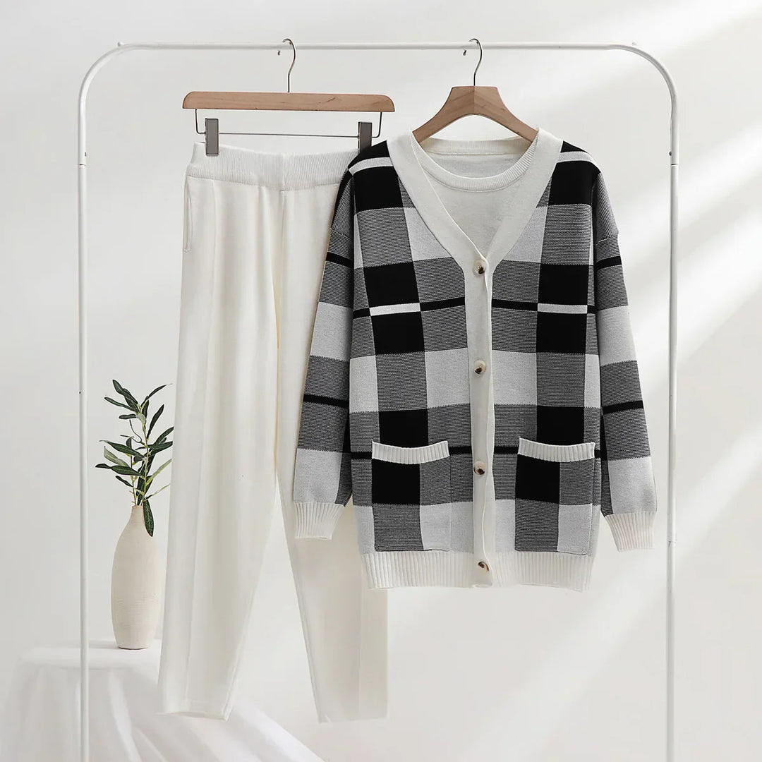 Cozy Checkered Knit Co-ord Set