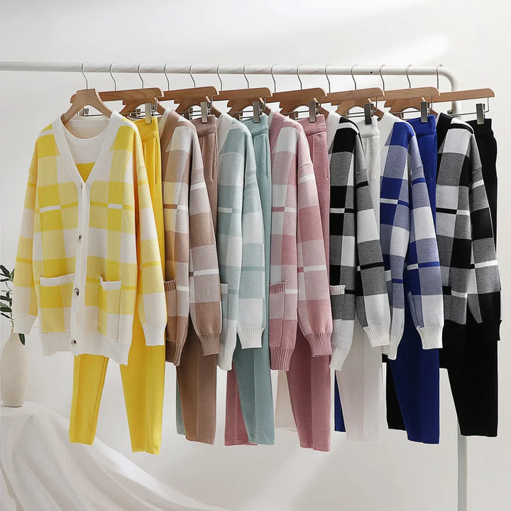 Cozy Checkered Knit Co-ord Set
