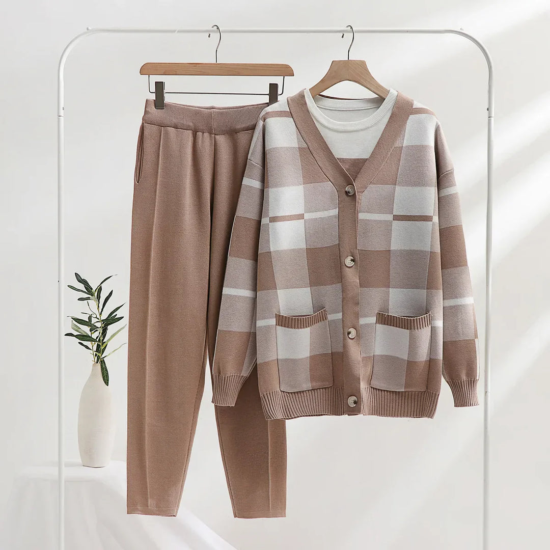 Cozy Checkered Knit Co-ord Set