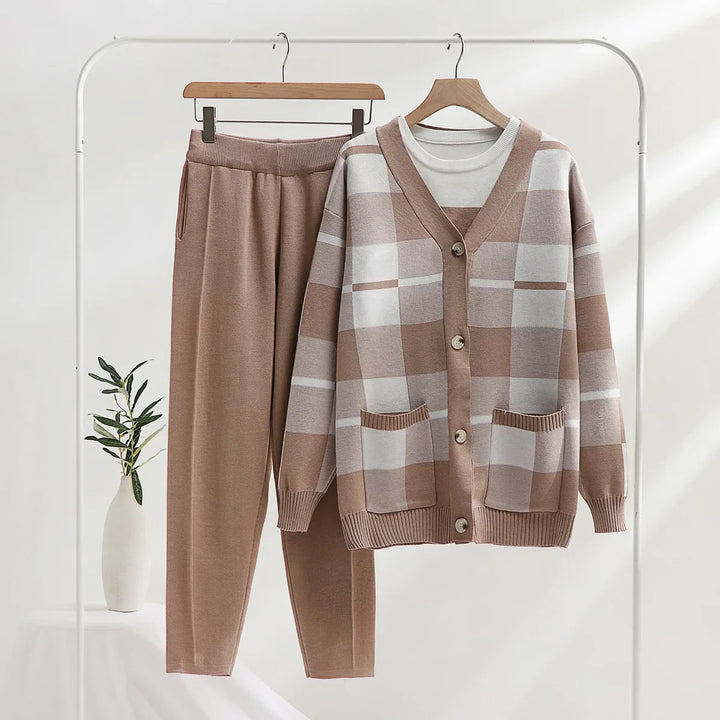 Cozy Checkered Knit Co-ord Set