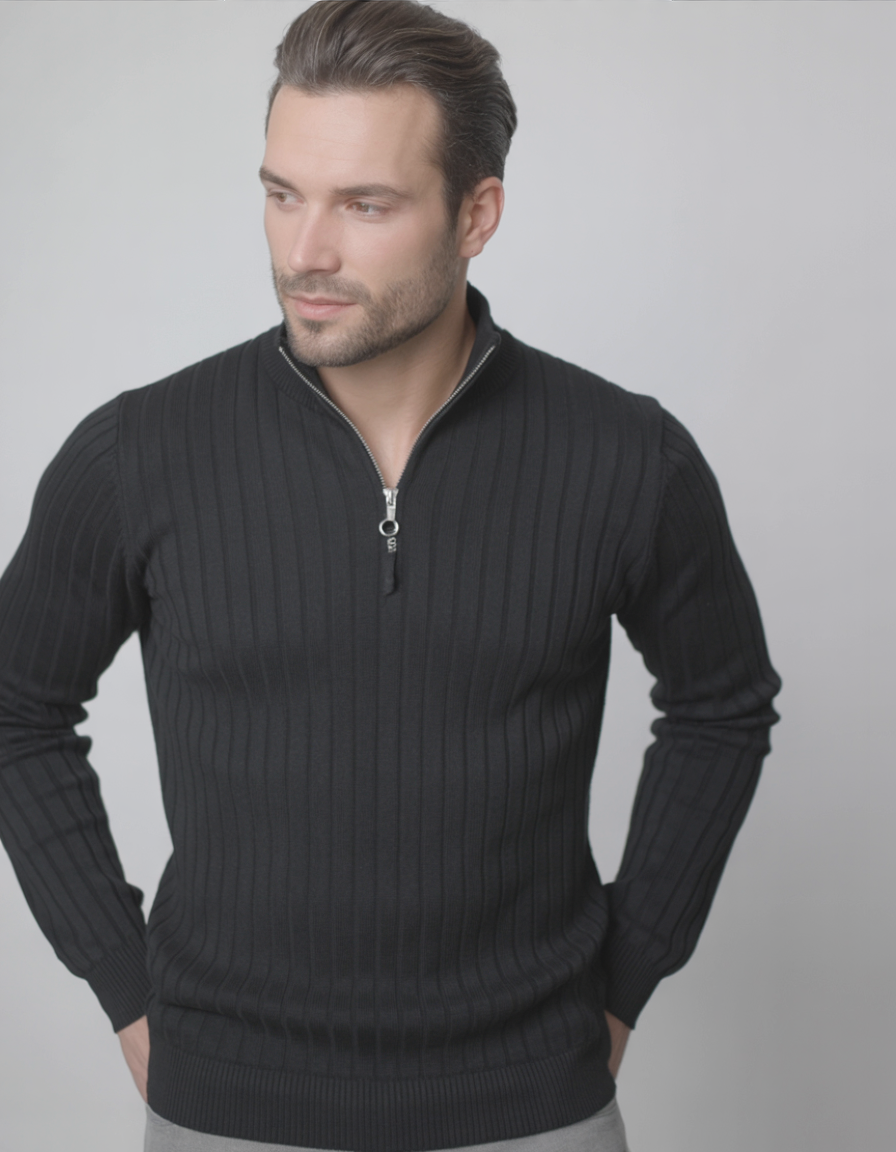 Classic V Zip Sweater