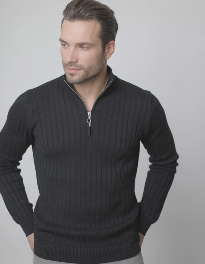 Classic V Zip Sweater