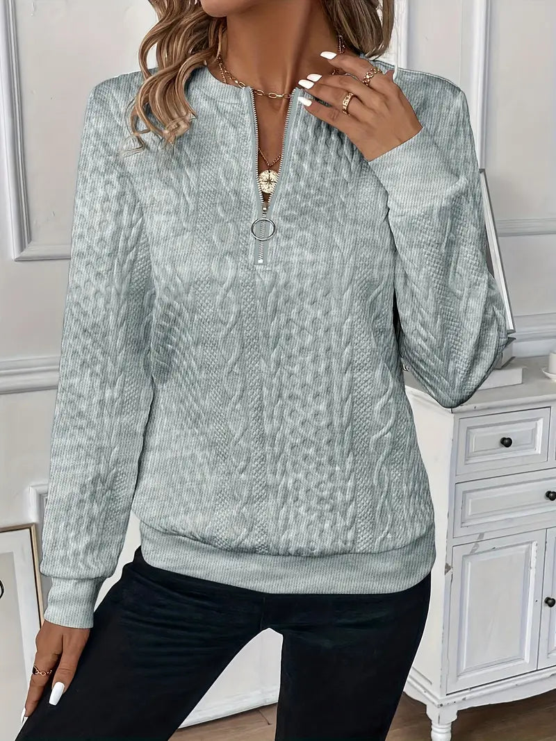 Elegant Sweater with V Zip