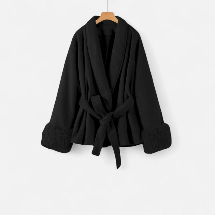Charles Maison | Women’s Faux-Fur Coat – Ivy League Lace-Up Elegance