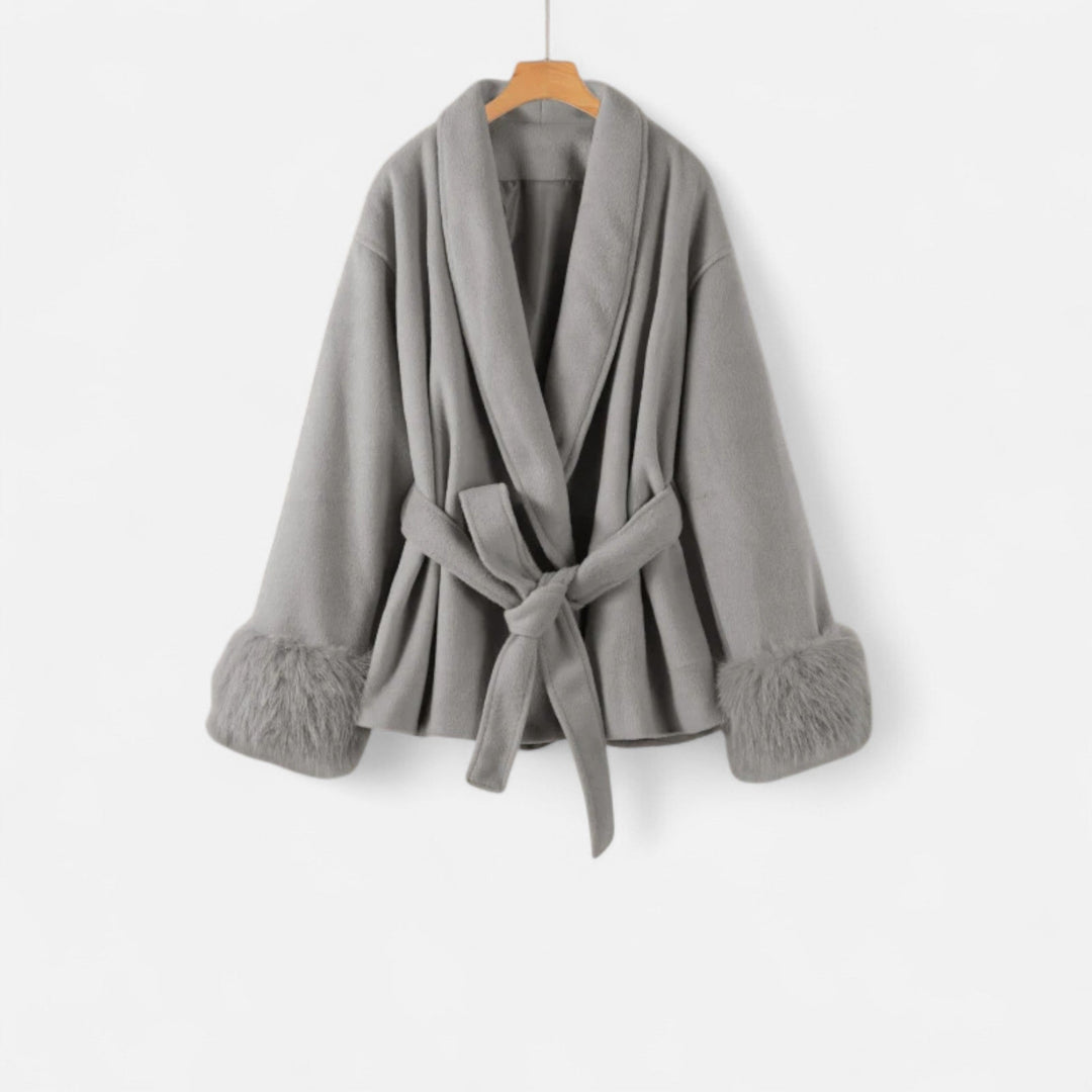 Charles Maison | Women’s Faux-Fur Coat – Ivy League Lace-Up Elegance