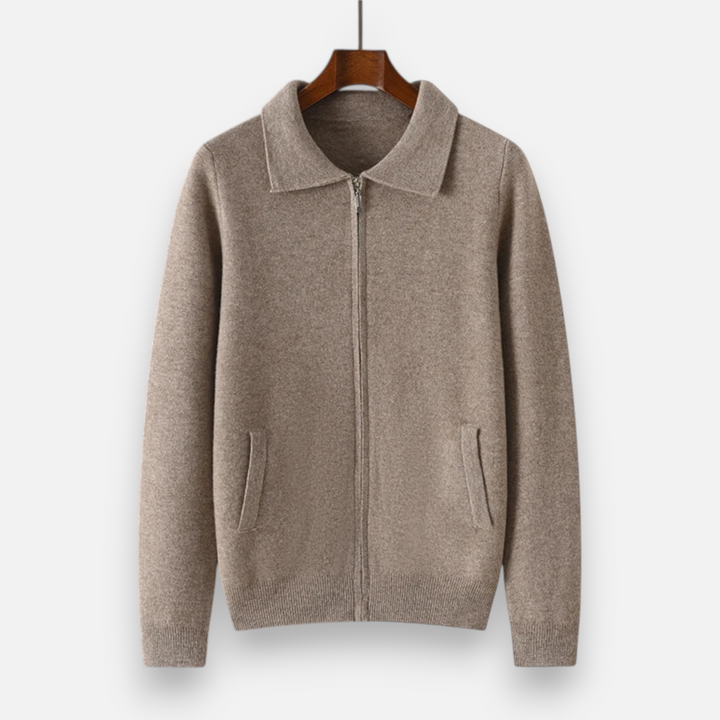 Charles Maison | Men’s Wool-Cashmere Zip Business Sweater
