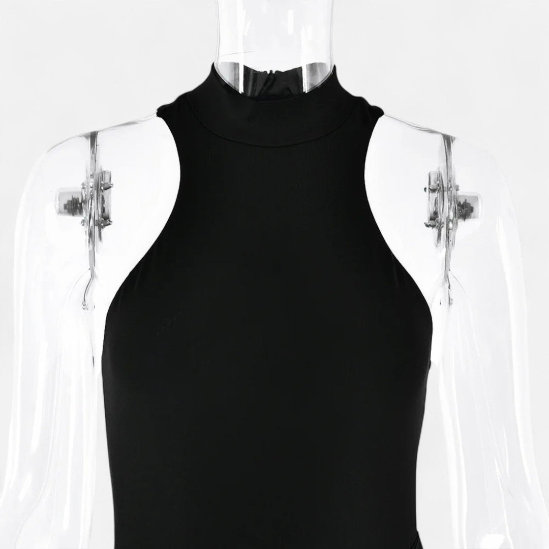Charles Maison | Women’s Satin Hollow-Out Maxi Dress – Silken Flow, Sculpted Allure