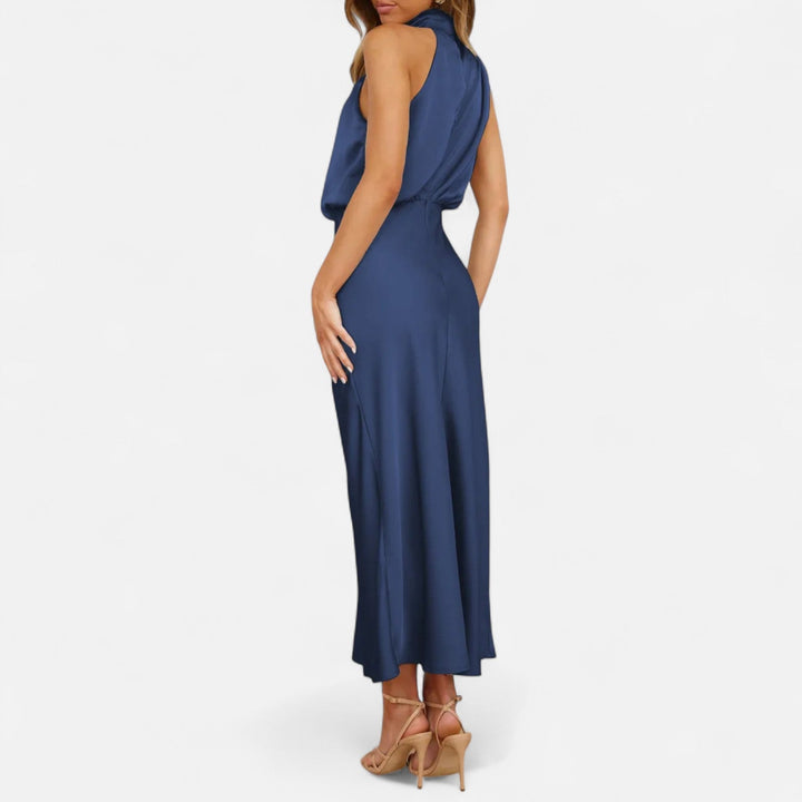 Charles Maison | Women’s Satin Sleeveless Long Dress – Fluid Drape, Timeless Elegance