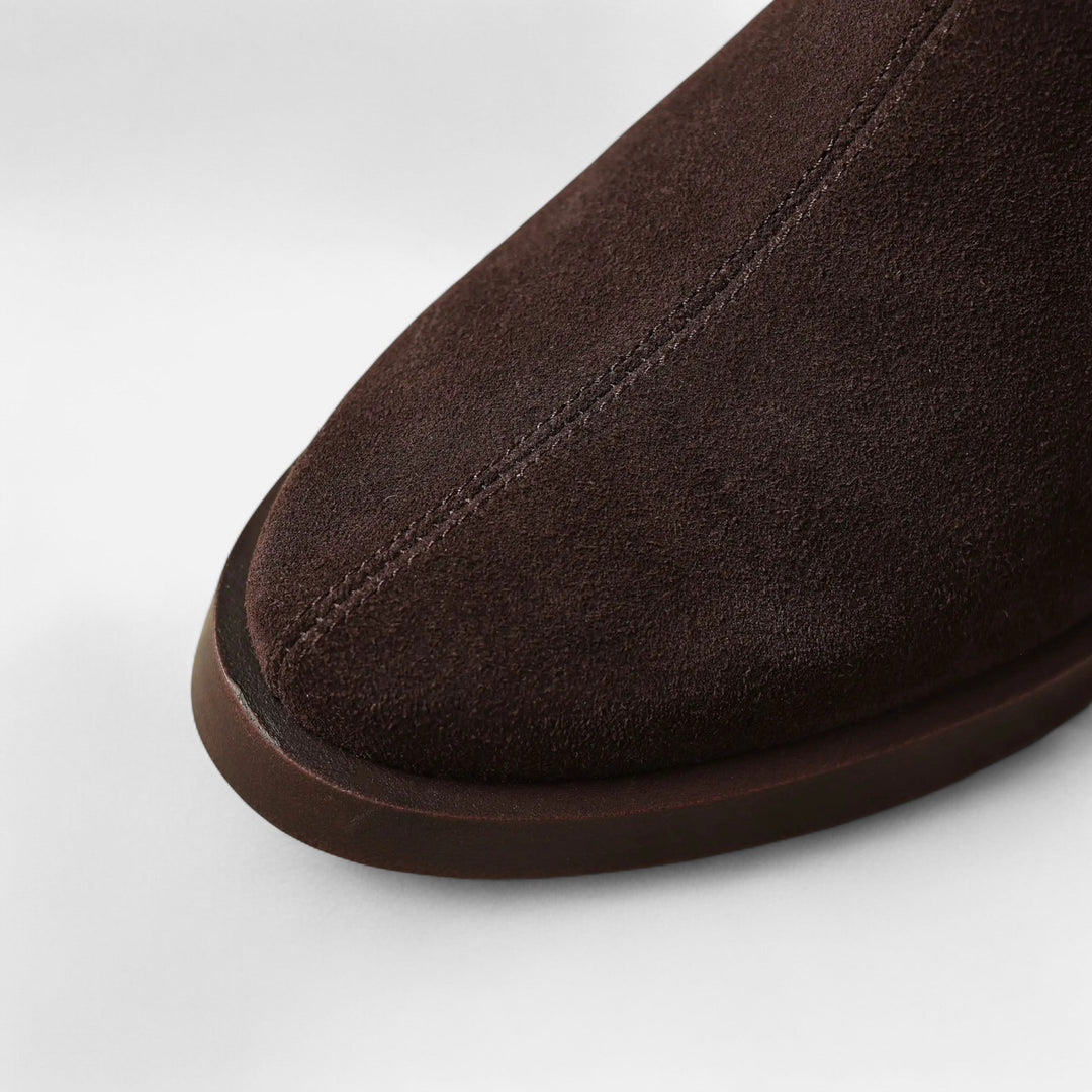 Charles Maison | Women’s Suede Ankle Boots – Square Toe Mid-Heel