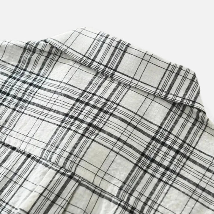 Charles Maison | Men’s Plaid Long-Sleeve Loose Shirt with Pocket