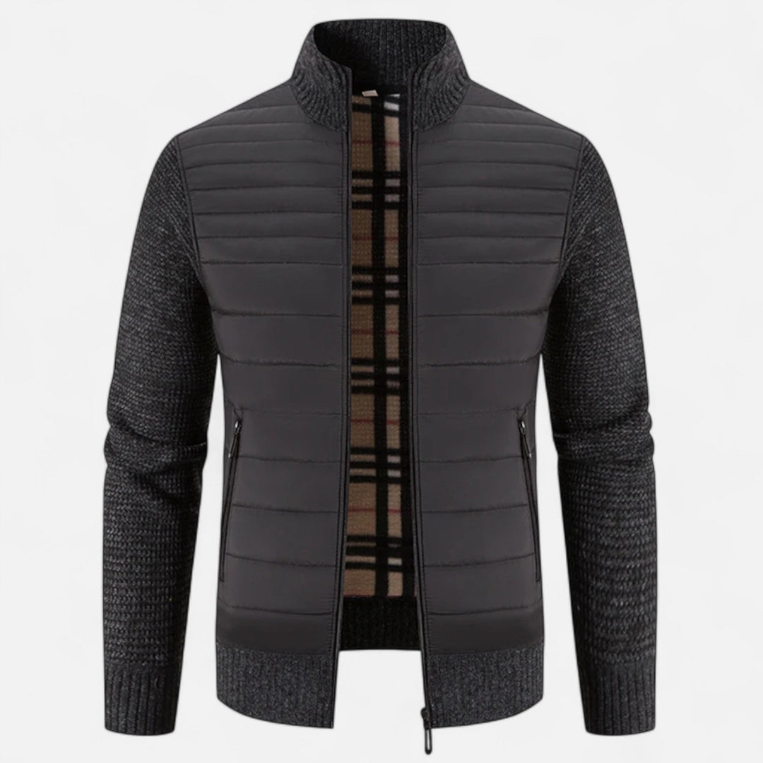 Charles Maison | Men’s Fleece Stand-Collar Patchwork Jacket