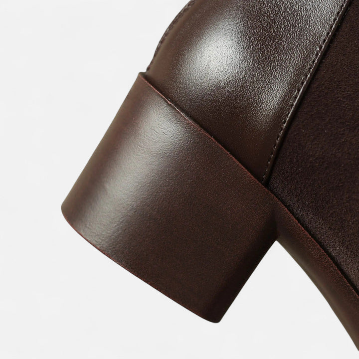 Charles Maison | Women’s Suede Ankle Boots – Square Toe Mid-Heel