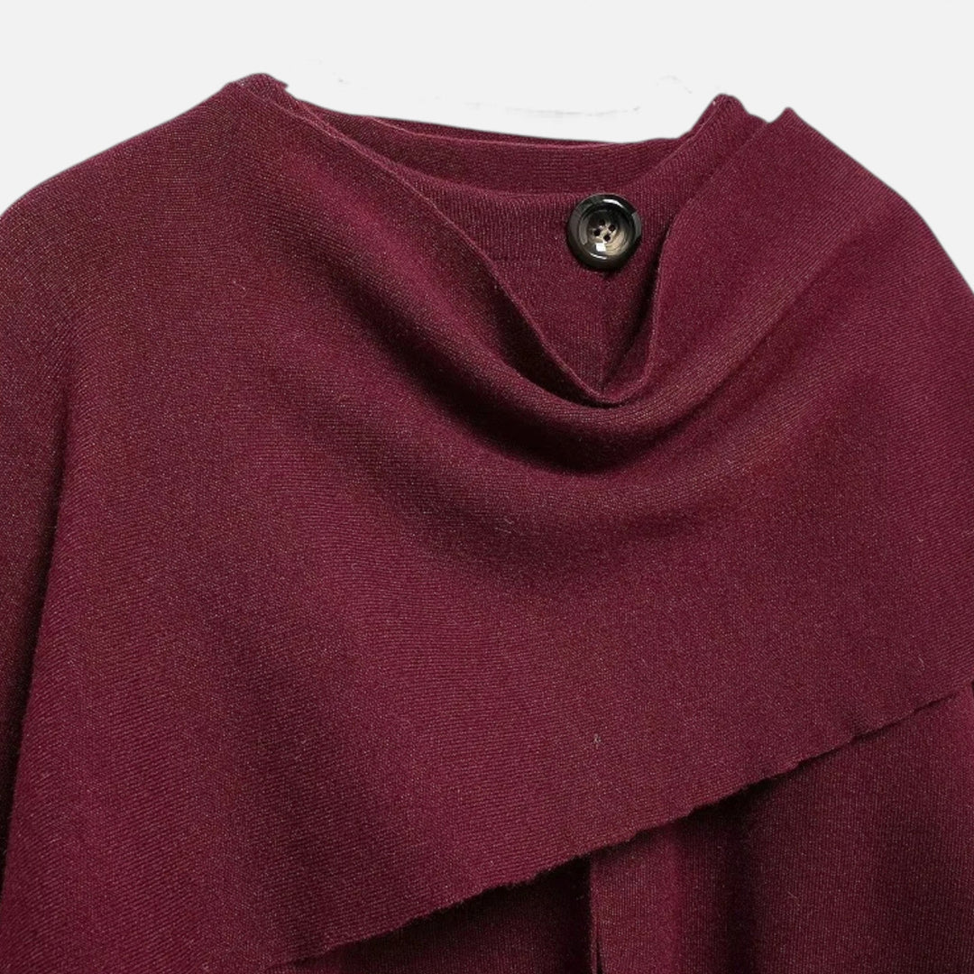 Charles Maison | Women’s Elegant Wool-Feel Poncho Cardigan