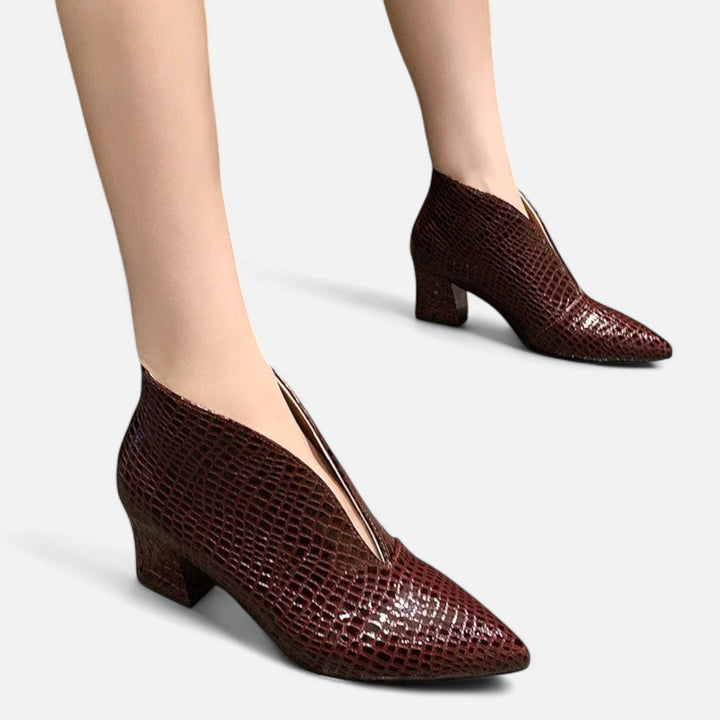 Charles Maison | Women’s Patent Leather V-Cut Ankle Boots