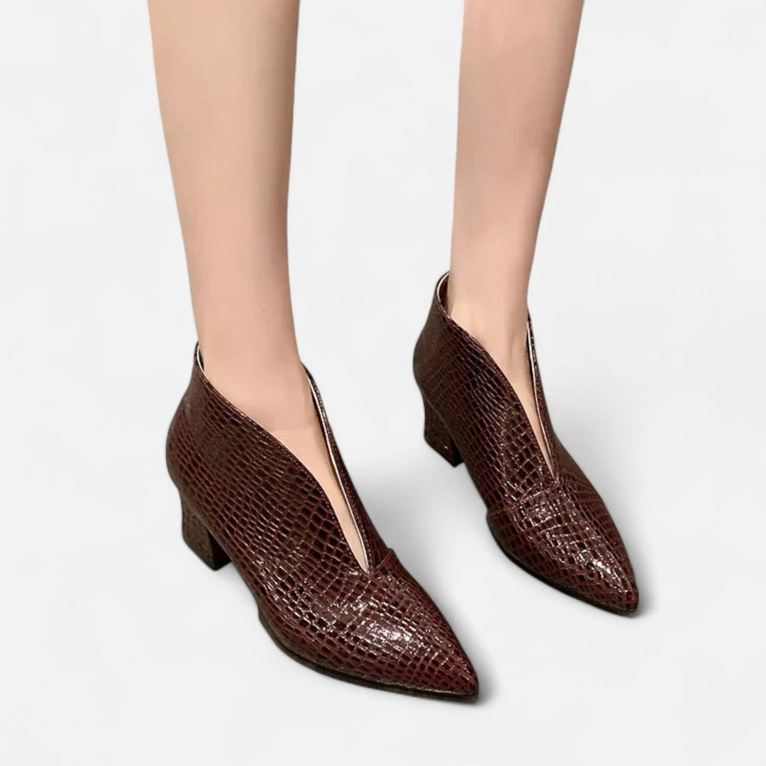 Charles Maison | Women’s Patent Leather V-Cut Ankle Boots