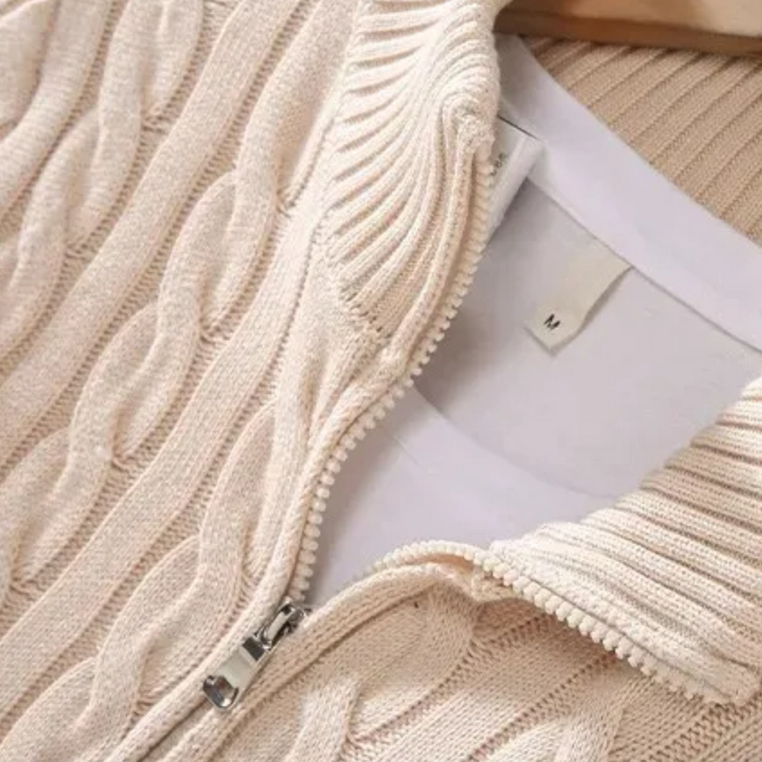 Charles Maison | Men’s Thick-Knit Turtleneck Zip Sweater