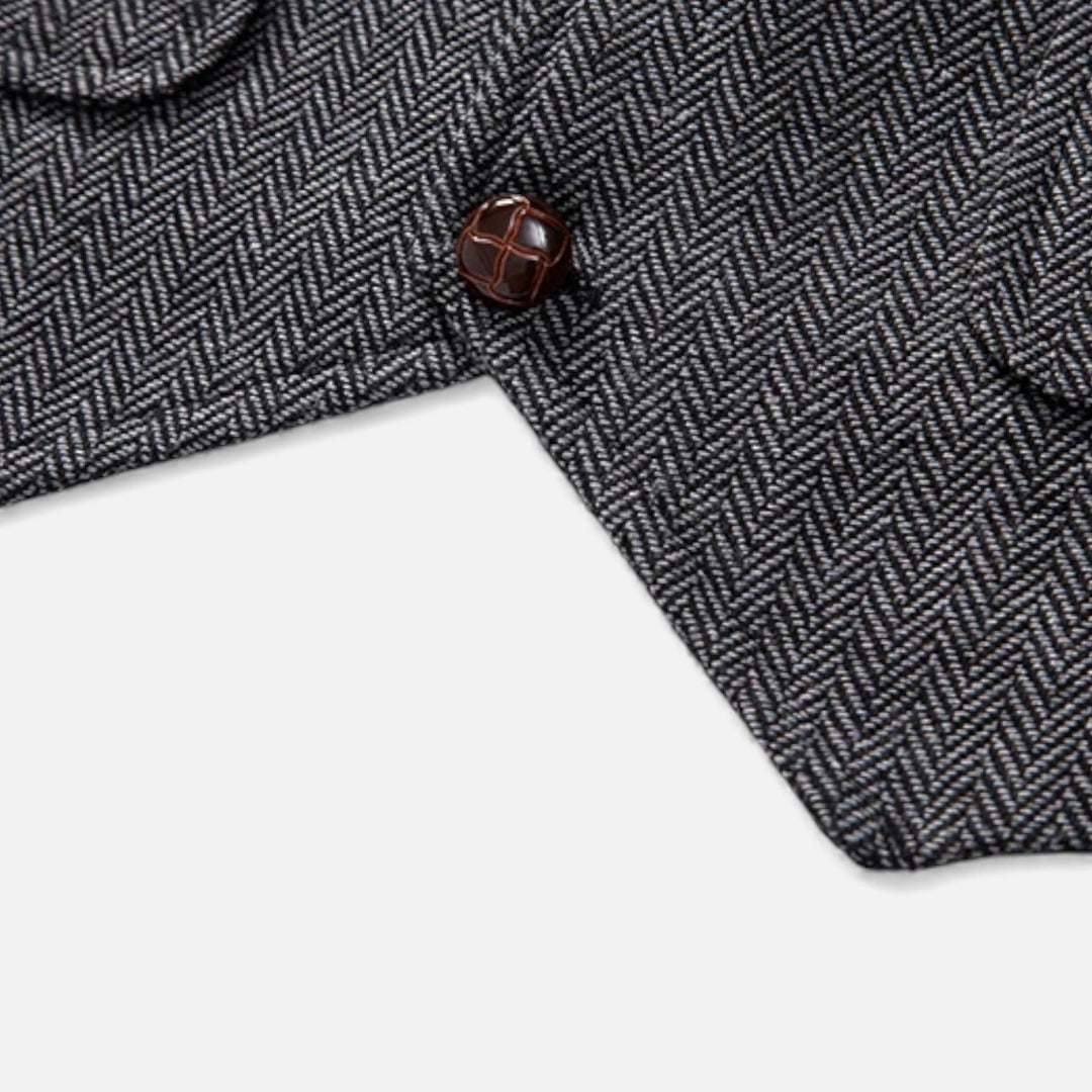Charles Maison | Men’s Vintage Tweed Suit Vest with Lapel Chain