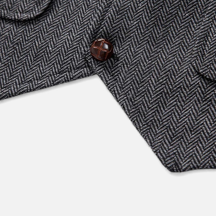 Charles Maison | Men’s Vintage Tweed Suit Vest with Lapel Chain