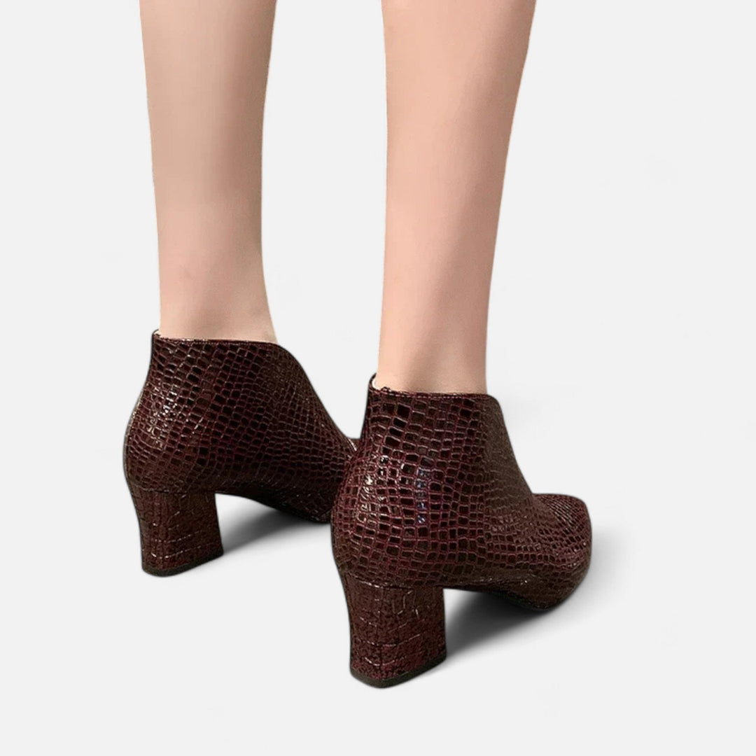 Charles Maison | Women’s Patent Leather V-Cut Ankle Boots