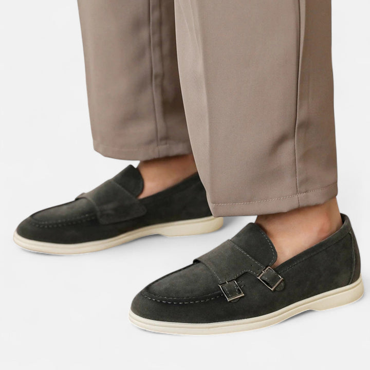 Charles Maison | Men’s Suede Monk Strap Loafers – Slip-On Elegance
