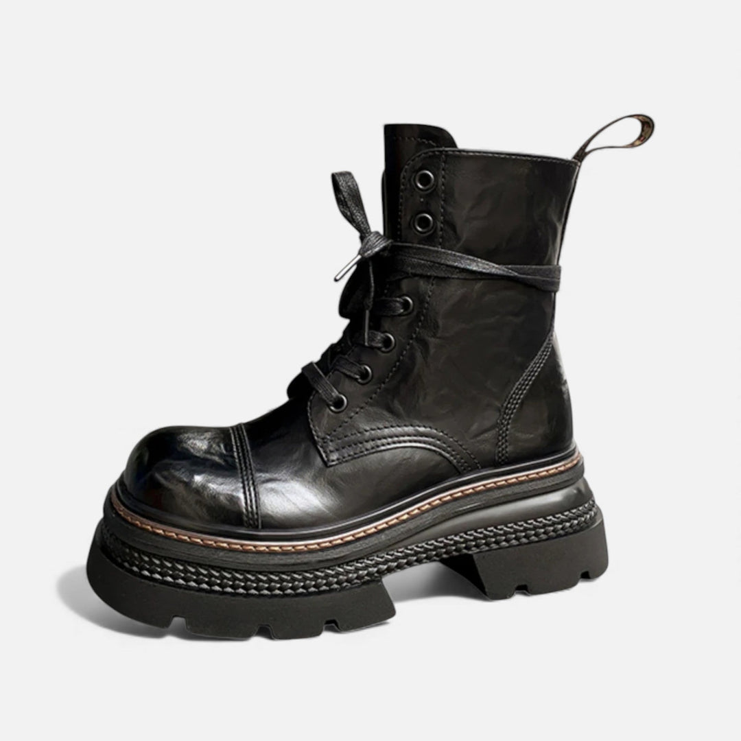 Charles Maison | Women’s Plush-Lined Winter Lace-Up Platform Boots