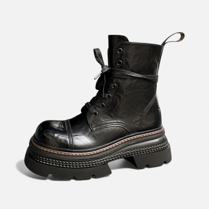Charles Maison | Women’s Plush-Lined Winter Lace-Up Platform Boots