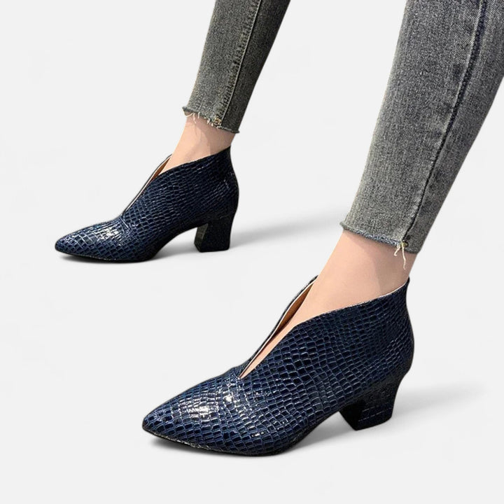 Charles Maison | Women’s Patent Leather V-Cut Ankle Boots