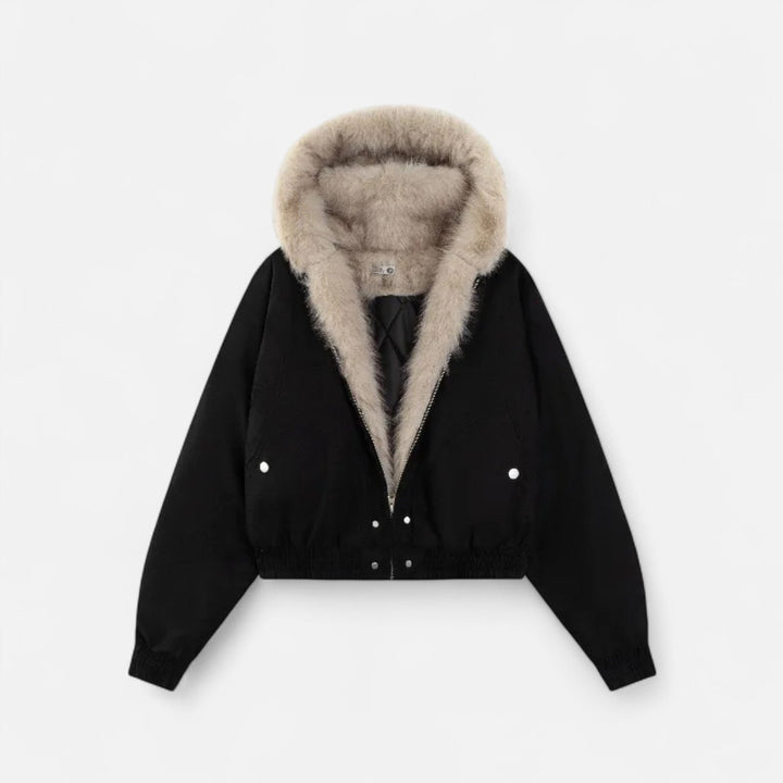 Charles Maison | Women’s Winter Hooded Coat – Fur Collar Vintage Style