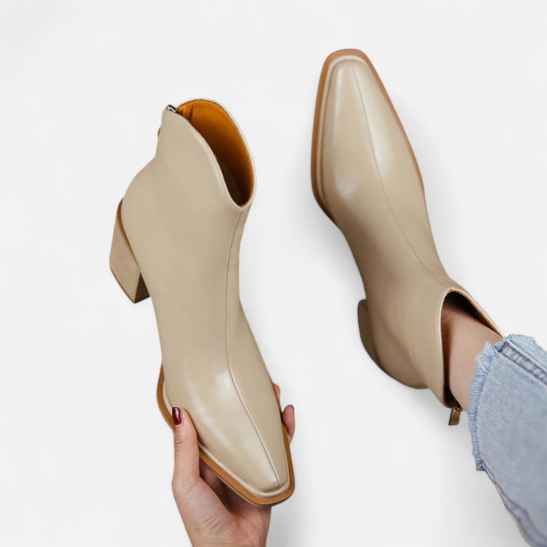 Charles Maison | Women’s Pointed Toe PU Leather Heeled Boots