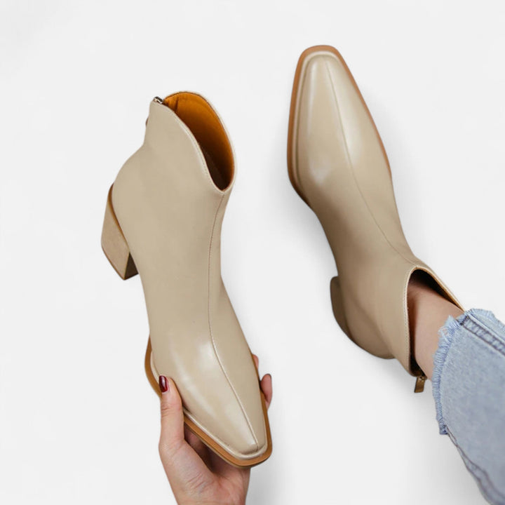 Charles Maison | Women’s Pointed Toe PU Leather Heeled Boots
